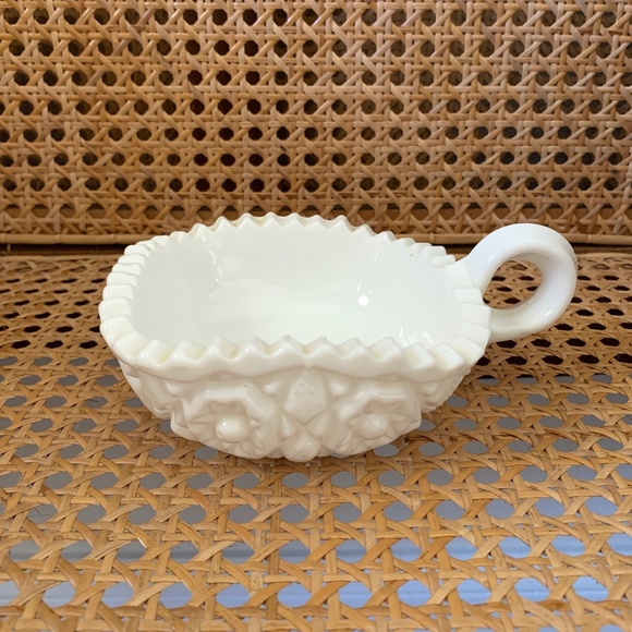 Square Milk Glass Candy Dish with Handle - Picture 1 of 4